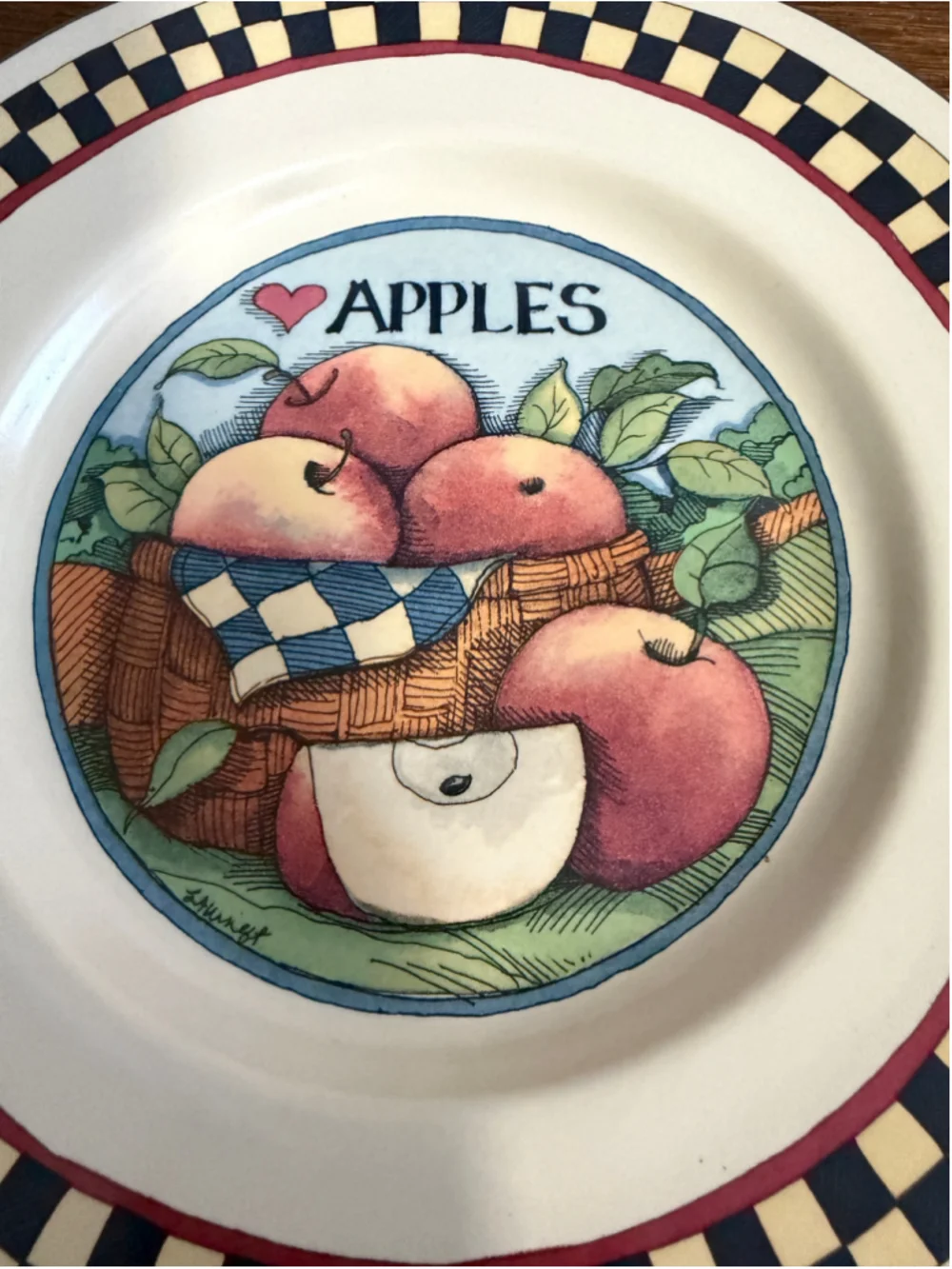 Susan Winget Apples Dinner Plate 10” Certified International Thailand Farmhouse